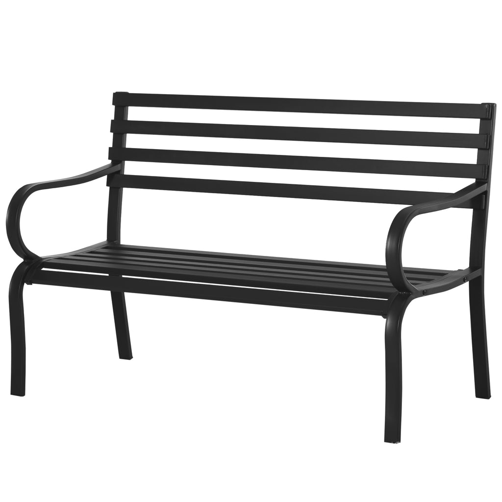Banc de Jardin Design Contemporain 2 Places dim. 127L x 58l x 82H cm métal époxy Noir