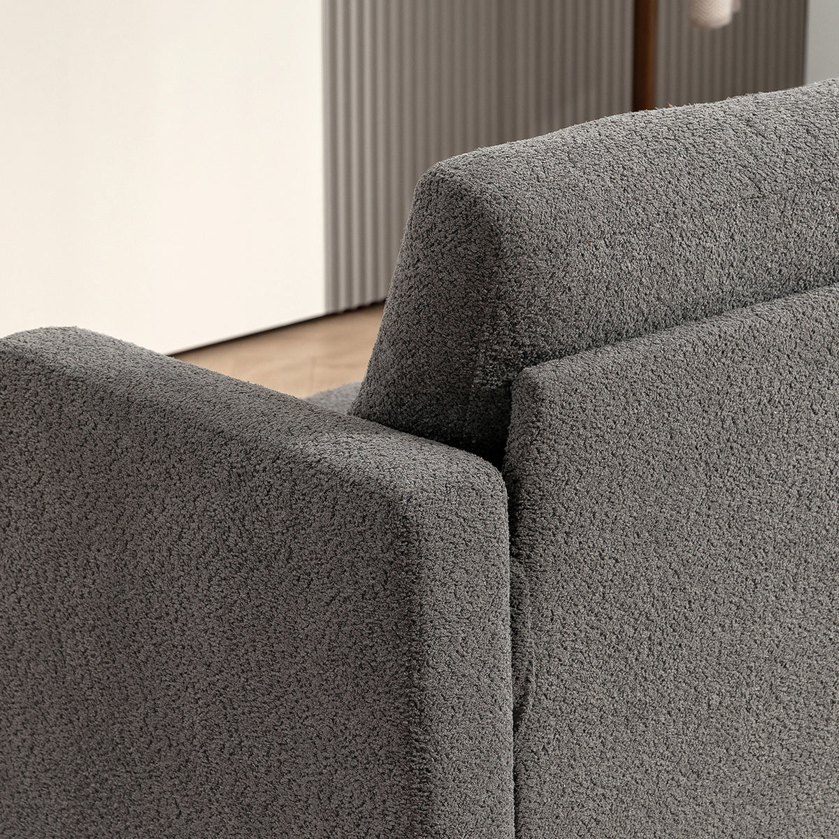 Canapé 2 places 120 cm avec coussins de dossier amovibles, tissu chenille pour salon, chambre, bureau, gris foncé
