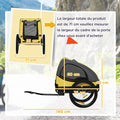 Remorque de vélo pour chien avec fenêtres en maille réflecteurs et drapeau de sécurité 140 x 71 x 83 cm jaune