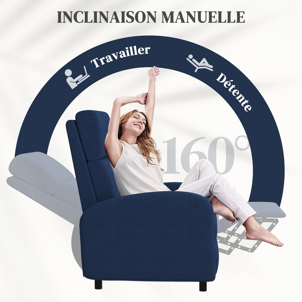 Fauteuil relax fauteuil inclinable salon fauteuil de relaxation - dossier réglable jusqu'à 160° repose-pieds intégré