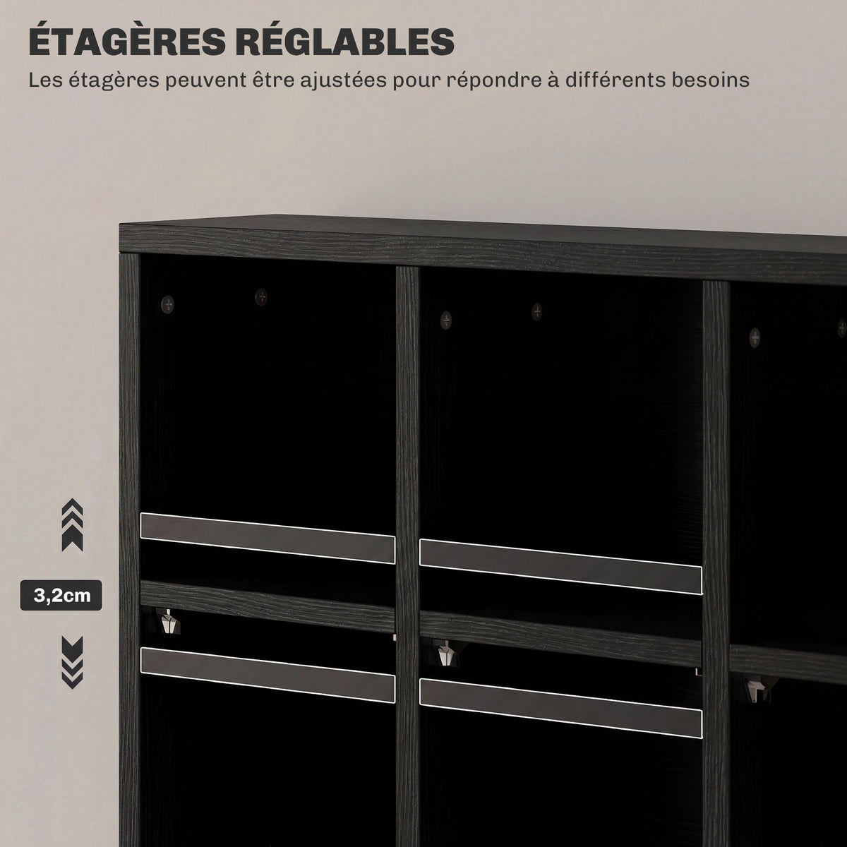 Meuble de rangement multimédia 456 CD/ 336 DVD - bibliothèque en bois avec étagères réglables, 89 x 130,5 cm, noir