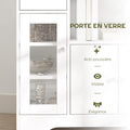 Buffet de cuisine moderne avec porte en verre, tiroir, grande niche et étagères réglables 80 x 30 x 82 cm blanc