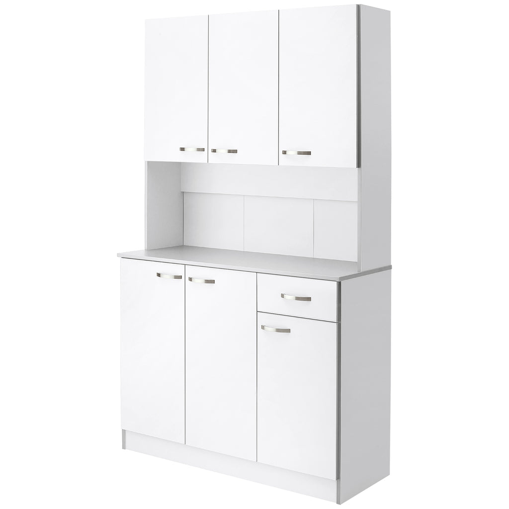 Buffet de cuisine armoire de cuisine contemporaine multi-rangements 6 portes 1 tiroir + grand plateau