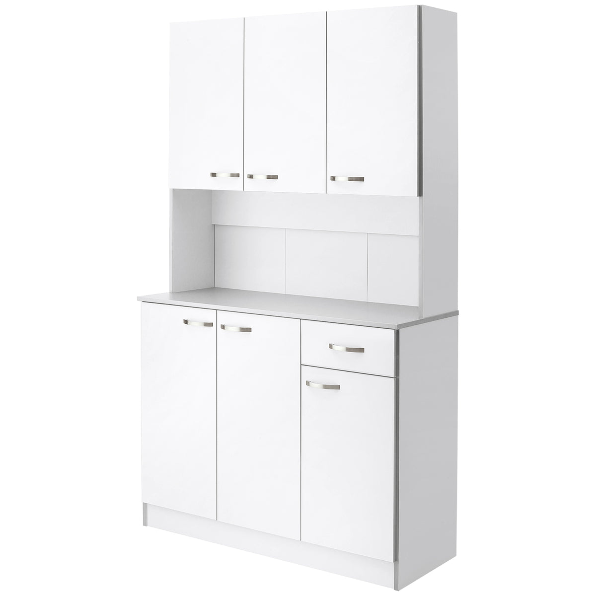 Buffet de cuisine armoire de cuisine contemporaine multi-rangements 6 portes 1 tiroir + grand plateau