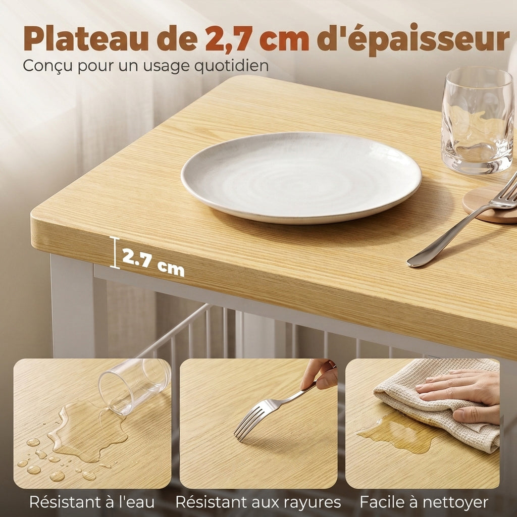 Étagère de rangement de cuisine avec paniers coulissants et placard, support micro-ondes, 100 x 35 x 80 cm, blanc