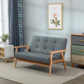 Canapé 2 places style scandinave avec accoudoirs, pieds en bois, 115l x 66,5P x 73H cm, gris