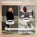 Lot de 2 tabourets de bar chaises de bar hauteur réglable dossier et repose-pieds pivotant à 360° 46x41x76-96cm blanc