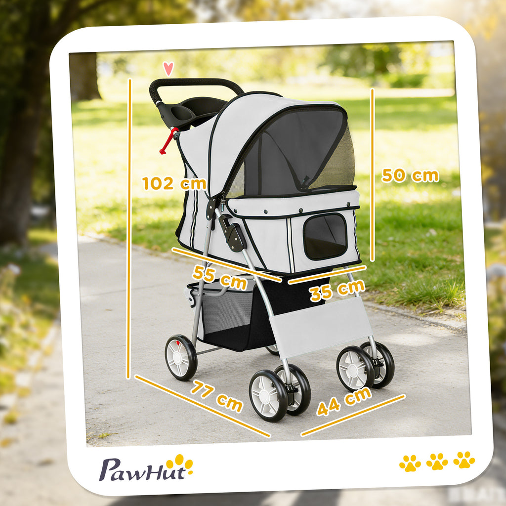 Poussette buggy pliable animaux chariot pliante chien chat porte-gobelet panier de rangement 77 x 44 x 102 cm gris