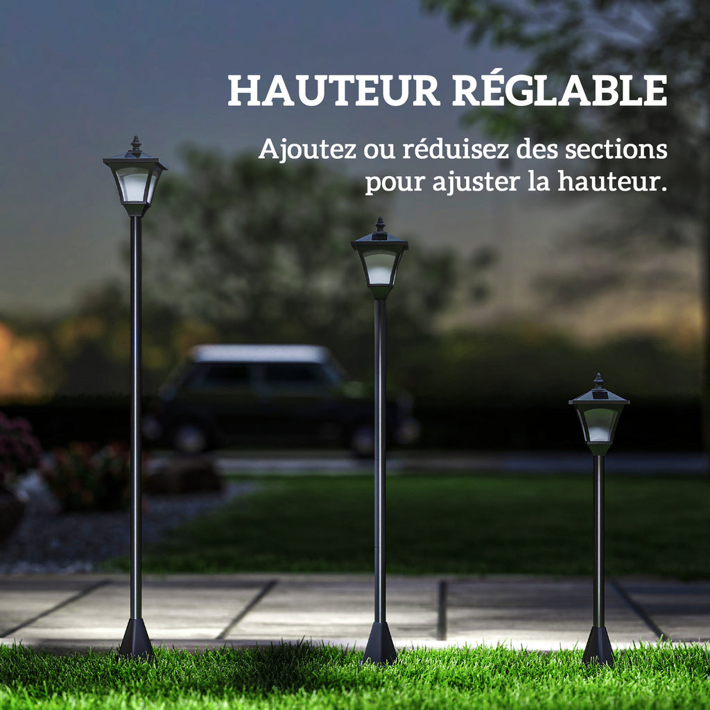 Luminaire extérieur lampadaire sur pied solaire lampadaire lanterne classique LED 30 Lm dim. 15L x 15l x 120H cm noir