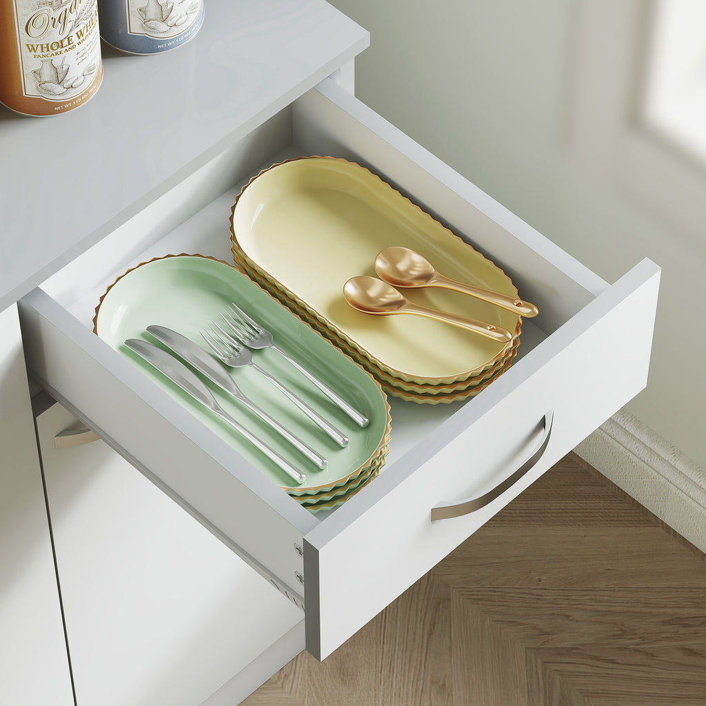 Buffet de cuisine armoire de cuisine contemporaine multi-rangements 6 portes 1 tiroir + grand plateau