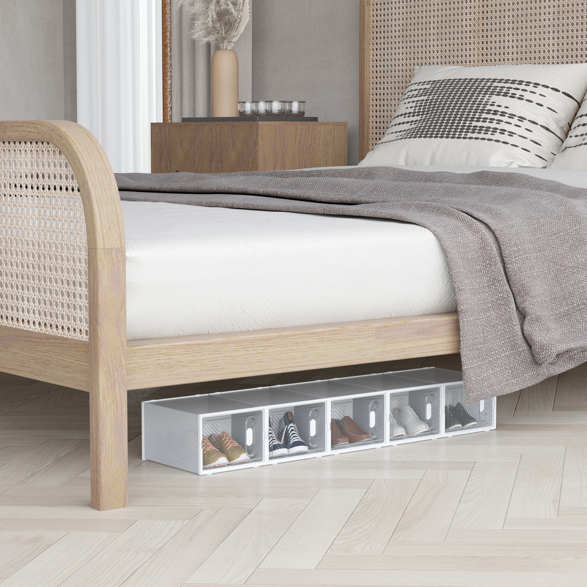 Meuble de rangement modulable, 8 cubes, meuble à chaussures empilables, vêtements, livres, jouets, blanc et transparent