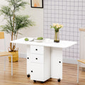 Table de cuisine pliable table à manger pliante 2 plateaux rabattables avec 2 tiroirs 1 placard blanc